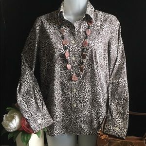 Lands’ End Paisley L/S Button Down Blouse - Sz 10P